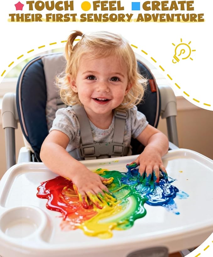 JUPITEARTH 10 Colors Washable Paint Set for Kids Ages 3-6, 4.06oz(120ml), Non-Toxic, Includes Brushes, Cups and Apron, Creative Gift for Toddlers and Preschoolers
