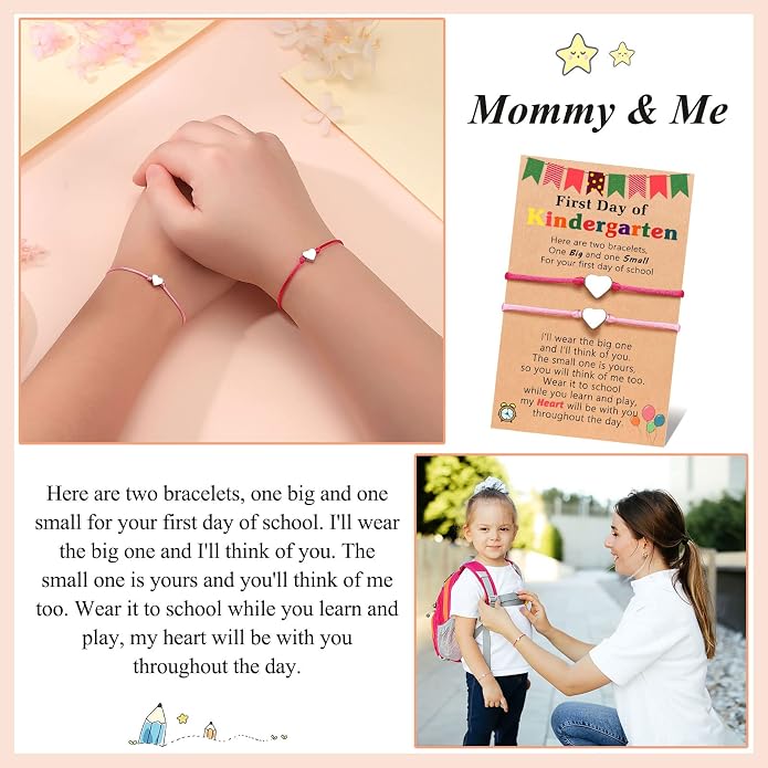 UNGENT THEM Big & Small Heart Bracelets Back to School Gifts for Girls