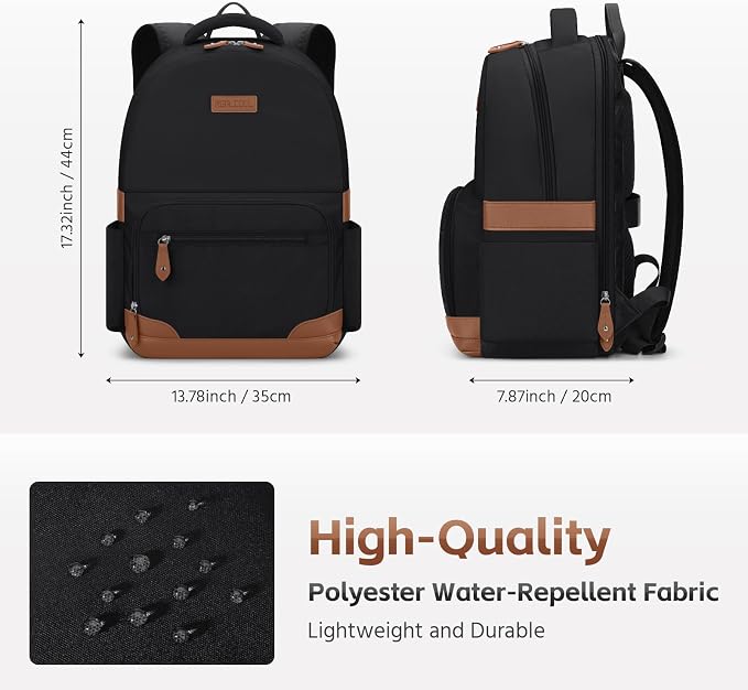 RealCool 15.6-17.3" Laptop Backpack, 31L Water Resistant Travel Bag | Independent frame opening, lightweight ,multi-compartments, ergonomic padded straps, luggage belt, for School,Business Trip