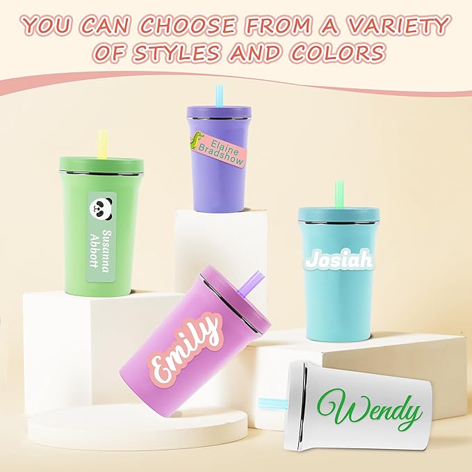 Custom Waterproof Name Stickers for Water Bottles, Personalized Daycare Name Tags, Name Labels for Cups, Food Containers, Lunch Boxes, Laptop and School Supplies (Rectangle)