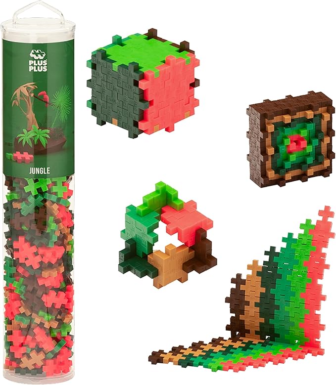 PLUS PLUS 240 Piece Jungle Mix Tube - Mini Interlocking Building Blocks Set, Stem Toys for Kids - Sensory Bin Fillers/Math Manipulatives Classroom Must Haves Gifts for Boys & Girls