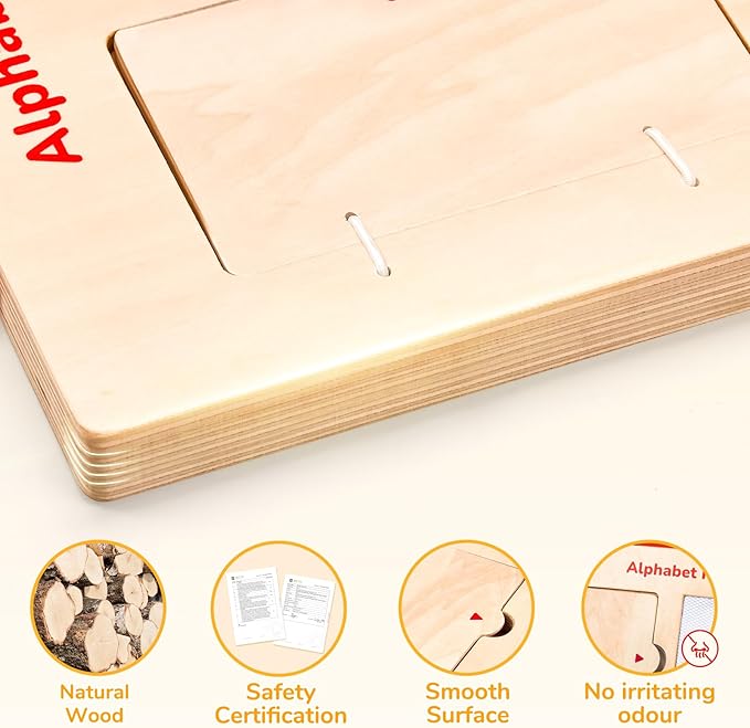 JoyCat Wooden Letter Tracing Board for Toddlers 3-5, Magnetic Alphabet & Number Writing Practice Board with 36 Double-Sided Cards, Reusable Preschool Handwriting Toy, Travel Learning Activity