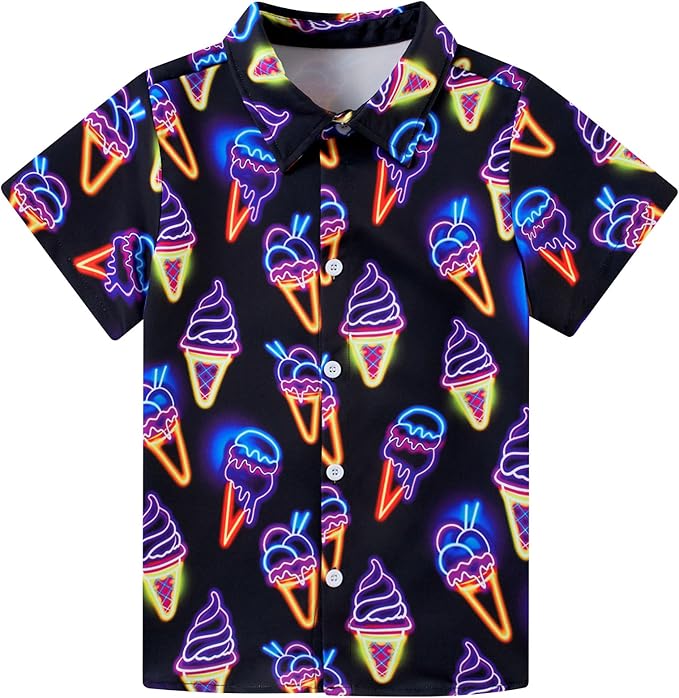 Enlifety 2-10T Kids Hawaiian Shirt Boys Short Sleeve Button Down Shirts Hawaii Summer Casual Blouse