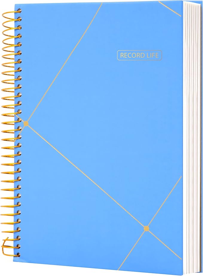 Yoment Spiral Bullet Dotted Journal Large Hardcover Spiral Notebook 8"x10" Dot Grid Notebook 300 Pages Thick Dotted Paper Wire Bound Spiral Notebooks for Office Business School,Blue