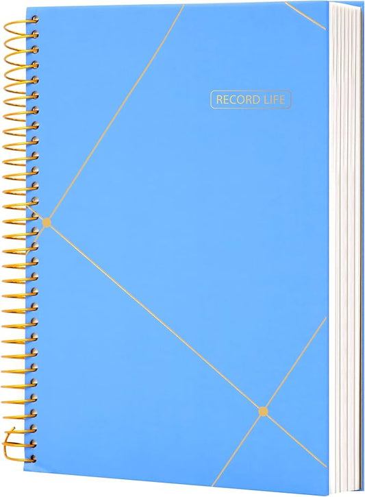 Yoment Spiral Bullet Dotted Journal Large Hardcover Spiral Notebook 8"x10" Dot Grid Notebook 300 Pages Thick Dotted Paper Wire Bound Spiral Notebooks for Office Business School,Blue