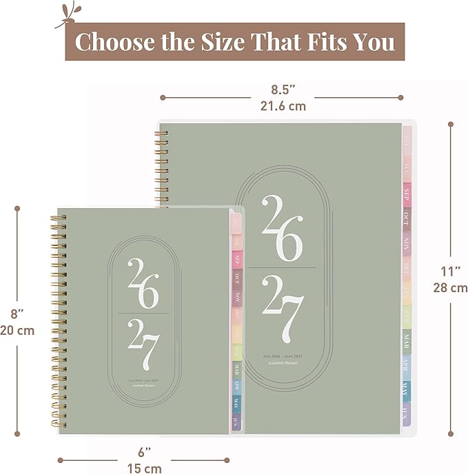 Rileys Academic Planner 2026-2027, Daily, Weekly & Monthly Planner, July 2026 - June 2027, Student Notes Pages, Twin-Wire Binding, Weekly Agenda for School & Work (8.5 x 11-Inches, Green)