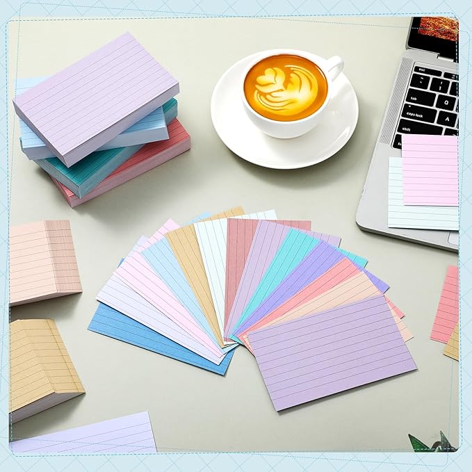 Ctosree 1440 Pcs Colored Index Cards 3 x 5 Inch Flash Cards for Studying Lined Study Note Sheets with Printed Ruled on Both Sides for Studying Memory Learning School, 12 Colors(Soft Color)