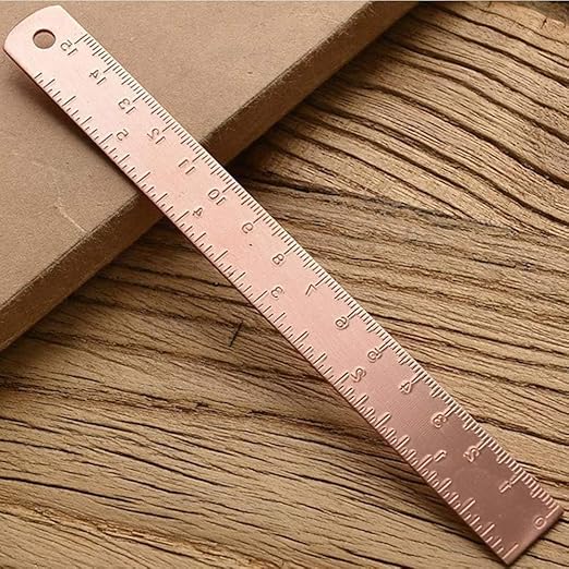 Rose Gold Ruler, Metal Drawing Ruler, Brass Straight, Unisex Learning Measuring Bookmark Stationery for School Office Math Geometry Gift Drafting Tools and Kits