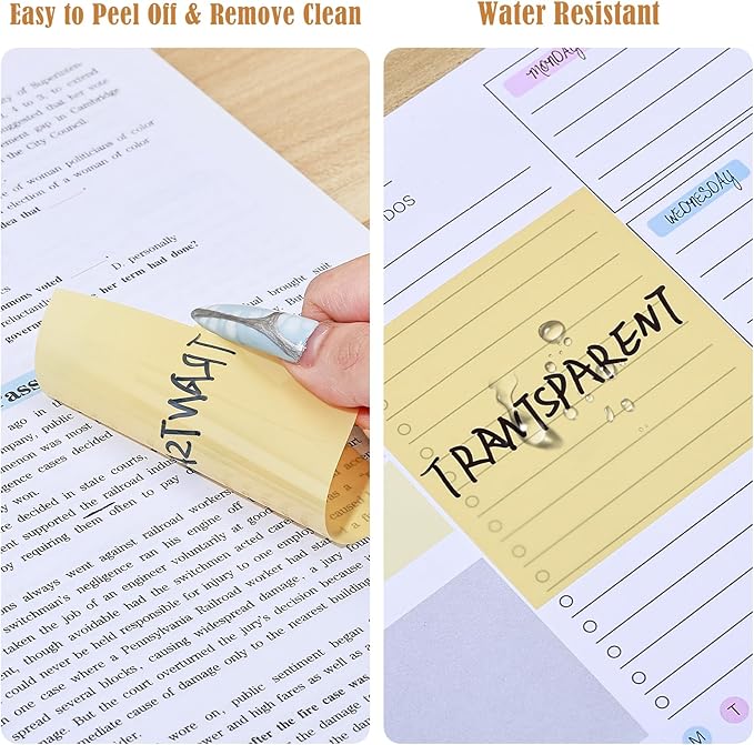 BAYTORY 1700 Sheets Transparent Sticky Notes, 4Pcs Double Maker Pens, See Through Clear Index Tabs, Self-Adhesive Translucent Memo Pads for Bible Accessories (Light Colors)