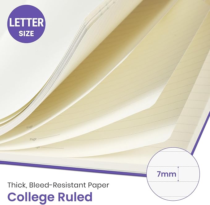 Taja Large Spiral Lined Notebook for Work, Journal for Women & Men