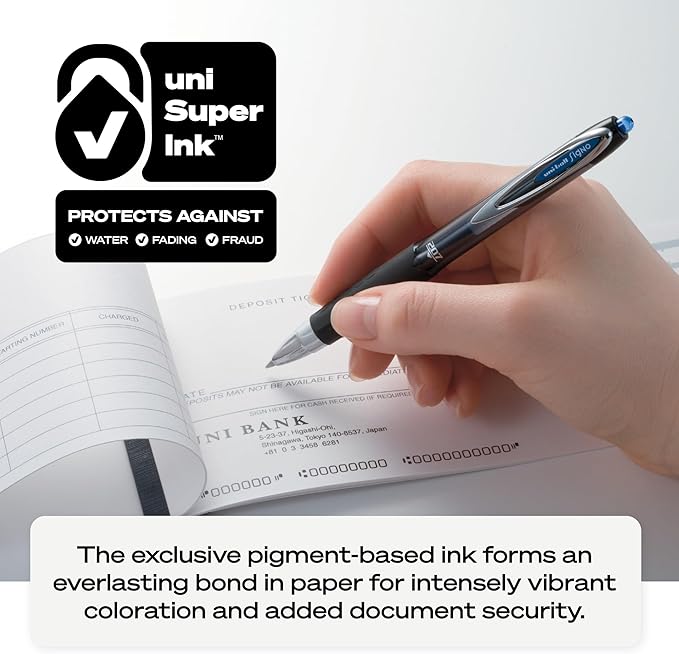 uniball 207 Needle Retractable Gel Pens, Medium Point (0.7mm), Black, 12 Pack