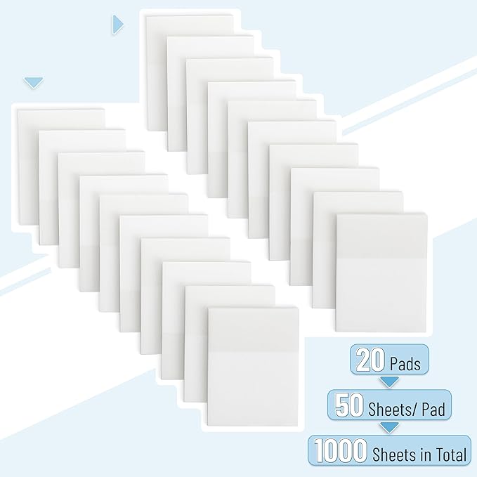 Mr. Pen- Small Transparent Sticky Notes, 1.5"x2", 20 Pads, 1000 Sheets, Mini See Through Self-Adhesive Notes Bulk for Bible Journaling and Studying, Water-Resistant, Clean Removal