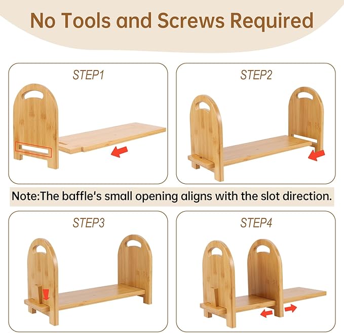 Bamboo Tabletop Bookshelf - Expandable Desktop Bookcase - No Tools Required to Assemble This Desk Bookshelf - Sturdy Desktop Book Shelf for Office, Study Room