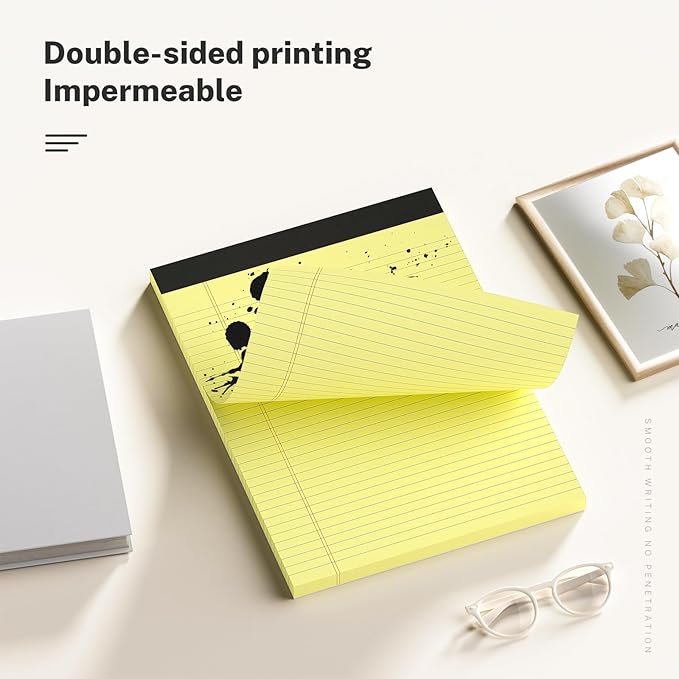 AILZFEI 300 Sheets Yellow Legal Pads 8.5 x 11 College Ruled Paper 6-Pack Note Pads Narrow Ruled 50 Sheets per Notepad Perforated Writing Pad Durable Sturdy Back 8x11 Pads of Paper