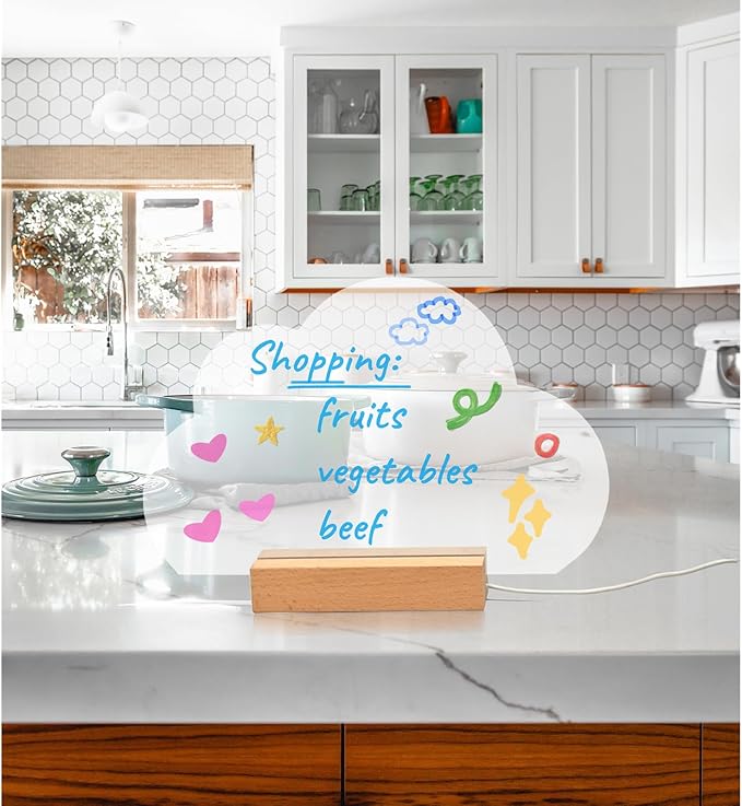 SetGame LED Note Board with 7 Colors Pen, Art Creative Light Up Dry Erase Board, Glowing Night Light Neon Message Bulletin Board Sign with Stand, Suit for Living Room, Bedroom, Lounge, Kitchen, Office
