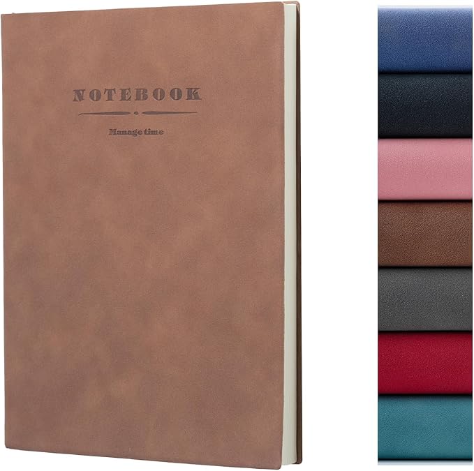 360 Pages A4 Journaling Notebooks, 100 Gsm Paper Thick Lined Journal Notebook for Women Men, Journals for Writing Soft Cover College Supplies for for Work Note Taking Perfect for Office School, Brown