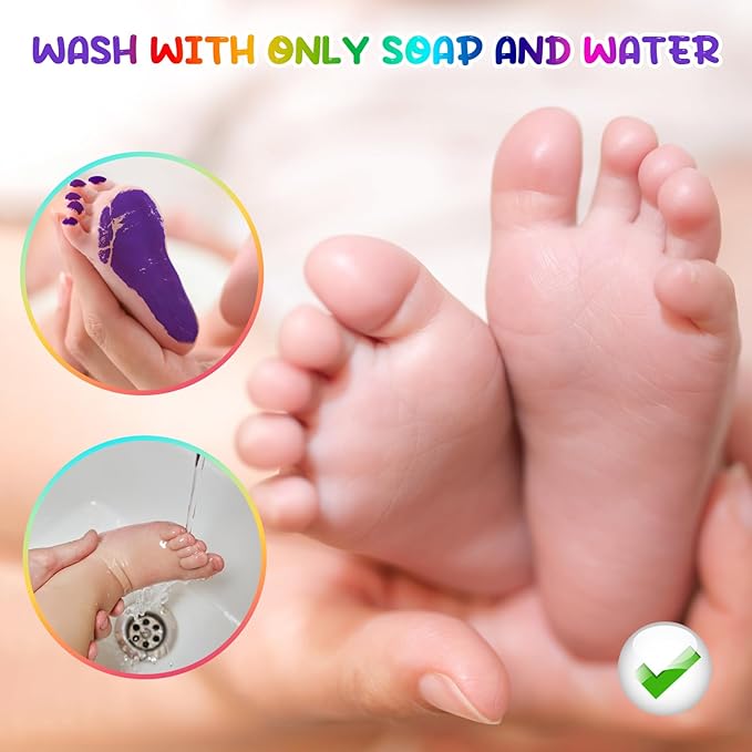 Baby Hand and Footprint Paint with Sponge Head, 2.54 fl oz, Non-Toxic & Acid-Free, Washable Baby Safe Paint for Newborn Keepsakes, Dog Nose & Paw Prints, Ideal New Mom Gift - Purple