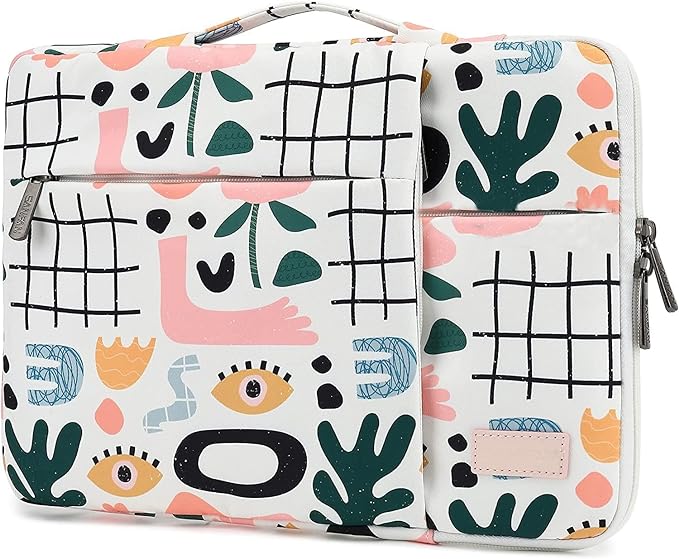 360° Protective Laptop Sleeve Case Bag with 3 Pockets,Handle,Luggage Strap for MacBook Pro 14 inch and 14 inch-14.4 inch Screen Laptop (Garden)
