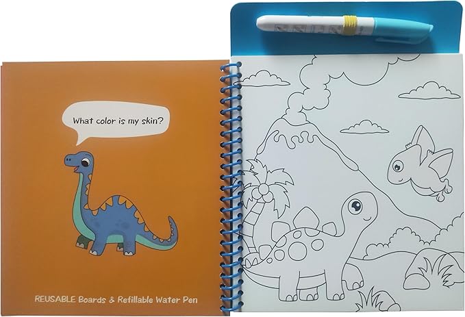 Magic Water Coloring Books for Child - Reusable Mess Free Water Reveal Art Kit with Water Pen, Travel Toys Easter Basket Stuffers for Kids Ages 3-12 Boys Girls Party Favors