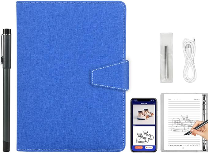 Smart Digital Sketchbook with A5 Erasable Paper Refill + 5 Spare Refills, Intelligent Digital Sketchbook Pro V2, Smart Sync Pen & Notebook, Drawing, Writing, Note-Taking,Blue
