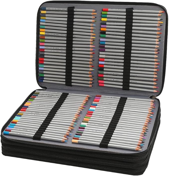Portable Colored 384 Slots Pencil case Organizer with Printing Pattern for Watercolor Pens or Markers, Pencil Case Organizer for Artist