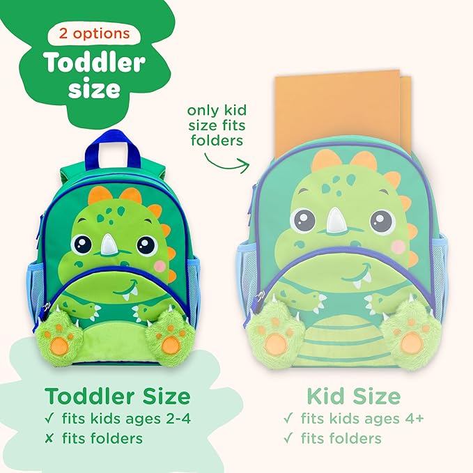 Move2Play, Dinosaur Toddler Backpack | Toddler Size | Back to School | Preschool Backpacks For Kids | Kindergarten Book Bag | Small, Little, Mini Size | Designed for Boys & Girls Ages 2, 3-5+ Year Olds