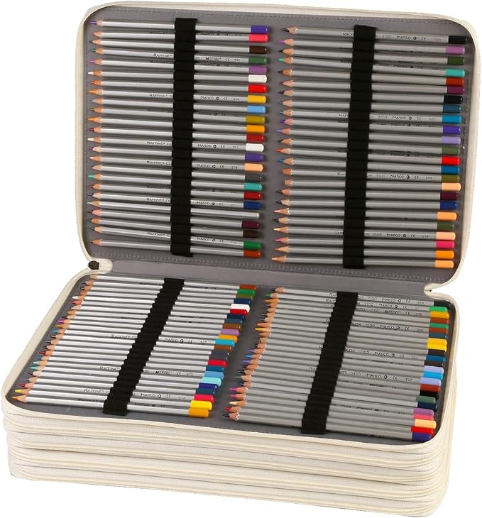 Portable Colored 480 Slots Pencil case Organizer with Printing Pattern for Watercolor Pens or Markers, Pencil Case Organizer for Artist