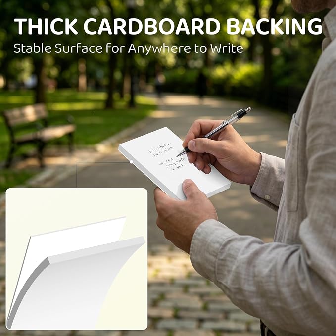 4x6 Blank Notepads 24-Pack - 50 Sheets Each, White Unruled Paper Pads with Hard Backing for Lists, Notes & Reminders | No-Bleed Writing Paper for Students, Teachers & Professionals
