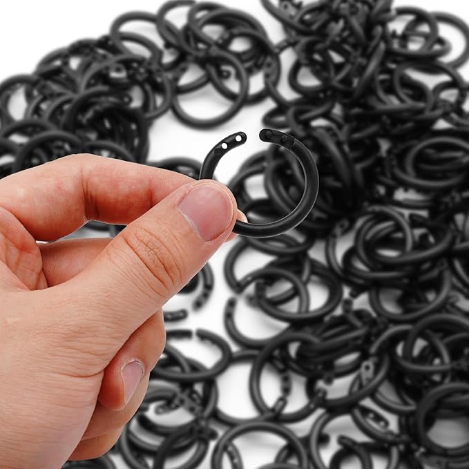 210 Pcs 1/2 Inch Plastic Binder Rings, Loose Leaf Binder Book Rings, Black Index Card Rings Binder Clip Rings for Flash Cards, Key Rings, Index Cards, Paper (15mm)