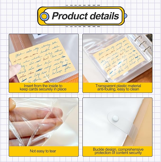 Index Card Holder, Holds 200 Cards, Clear Card Binder Organizer for Flashcards, Recipe Cards, Note Cards (3″ x 5″)