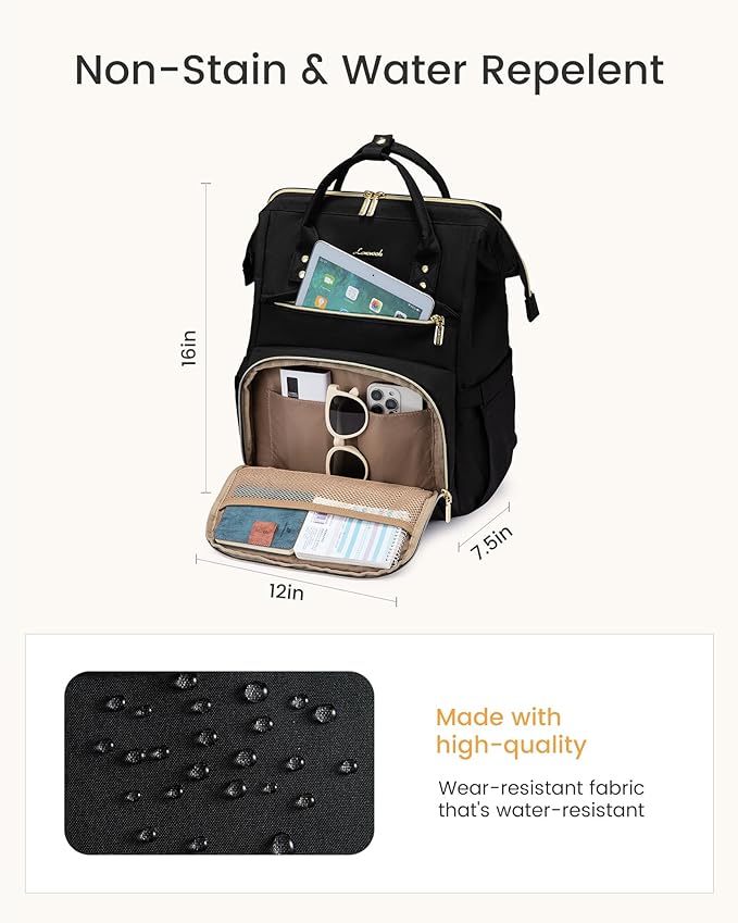 LOVEVOOK Laptop Backpack for Women with Giant Tumbler Holder Pocket,15.6 inch Waterproof Travel Backpack Purse Computer Laptop Bag,Professional Work College Nurse Teacher Backpack Daypack,Dark Green