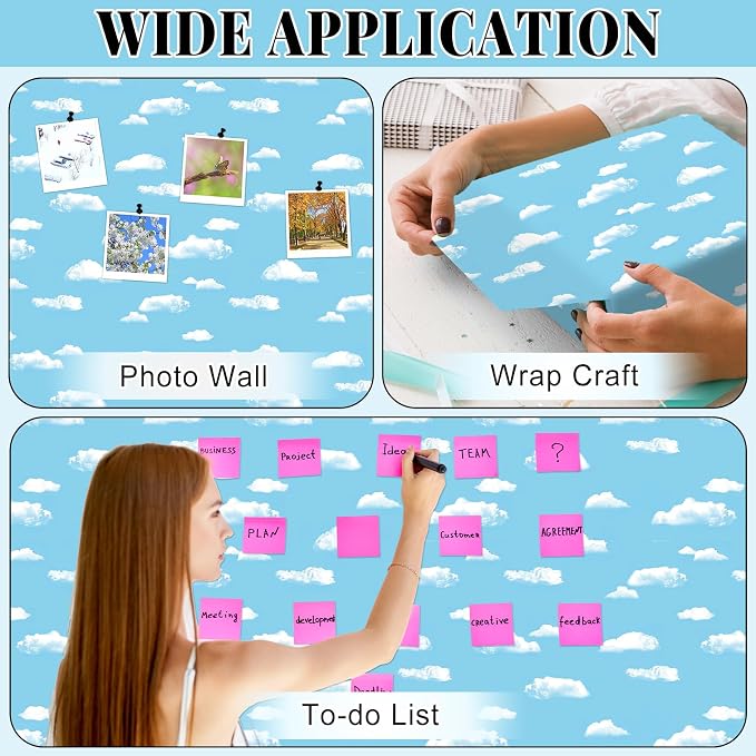 Blue Sky Cloud Bulletin Board Roll Non-Woven Fabric Poster 15.7" x40ft