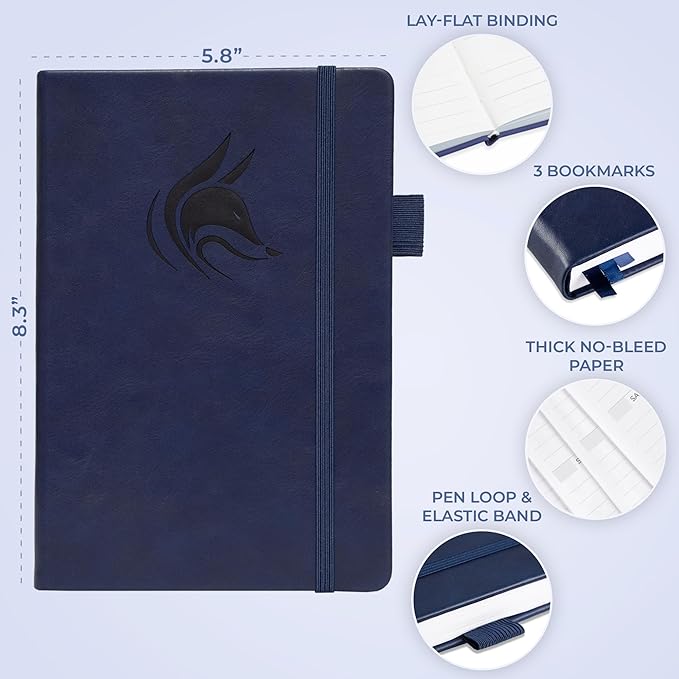 Clever Fox Dated Hourly Weekly Planner 2026 – Daily, Monthly & Yearly Agenda Organizer with Time Slots – Hardcover Journal, A5 Size (Dark Blue)