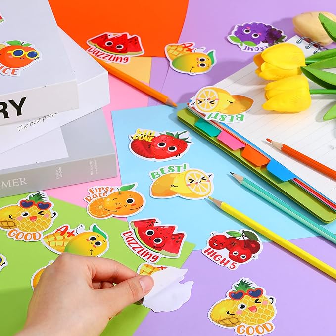 Jetec 300 Pcs Scratch and Sniff Sticker for Kids Smelly Scented Motivational Reward Stickers Teacher Incentive Positive Decal for Student Classroom Chart School Supplies(Fruity)