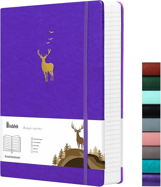 College Ruled Journal Notebook- 312 Pages A4 Softcover Large Journal, 100GSM Thick Paper, Leather Journal for Women Men Work School, 8.5''×11''-Purple