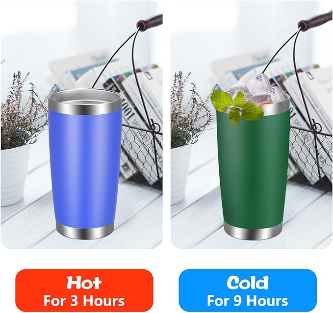 VEGOND 20oz Tumbler with Lid and Straw Stainless Steel Tumbler Cup Bulk Vacuum Insulated Double Wall Travel Coffee Mug Powder Coated Coffee Cup, Dark Green, 6 Pack