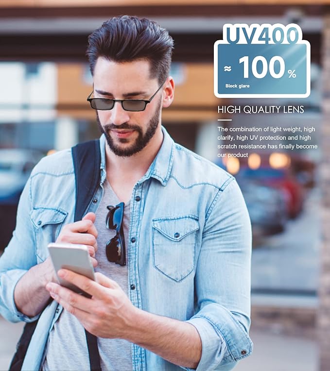 SKYOAK Unbreakable Evolved Folding Reading Sunglasses Women Men Blue Light Blocking Anti UV Eyestrain Foldable Portable Compact Lens Sun Readers Upgraded Metal Case Pocket Computer glasses 1.5 BLACK