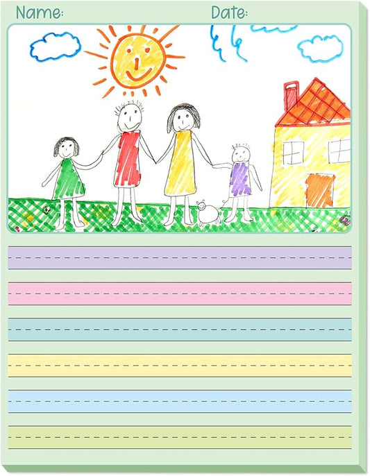 gisgfim 1 Pack Write Beginner Paper 100 Sheets Kindergarten Writing Paper for Kids Story Bulk Primary Notebook Back to School with Picture Space and Lines 8.5" x 11" for Handwriting Practice Creating