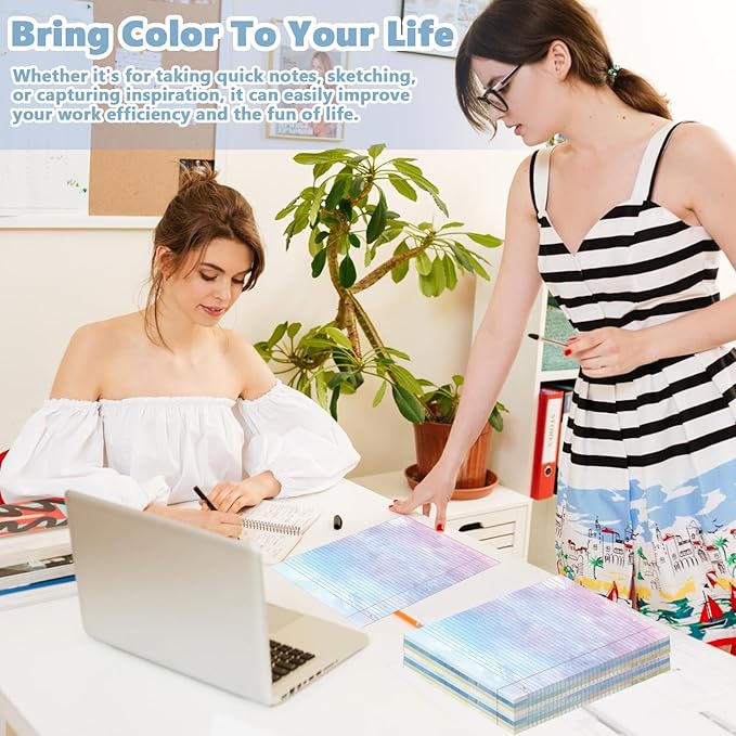 400 Sheets Letter Size Colored Loose Leaf Paper College Ruled For 3-Ring Binder 8.5" × 11" Colored Lined Filler Notebook Paper College Ruled Notepad 3-Hole Punched Watercolor 80gsm For School Office