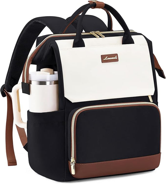 LOVEVOOK Laptop Backpack for Women with Giant Tumbler Holder Pocket, 15.6 inch Travel Work Backpack Purse for Nurse Teacher, Waterproof School Bag College Bookbag Cute Casual Daypack for Girls