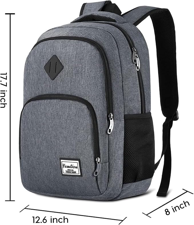 YAMTION Backpack for Men and Women,School Bookbag for Teenager,15.6 inch Computer Backpack with USB Charging port for Business Work College Travel Trip