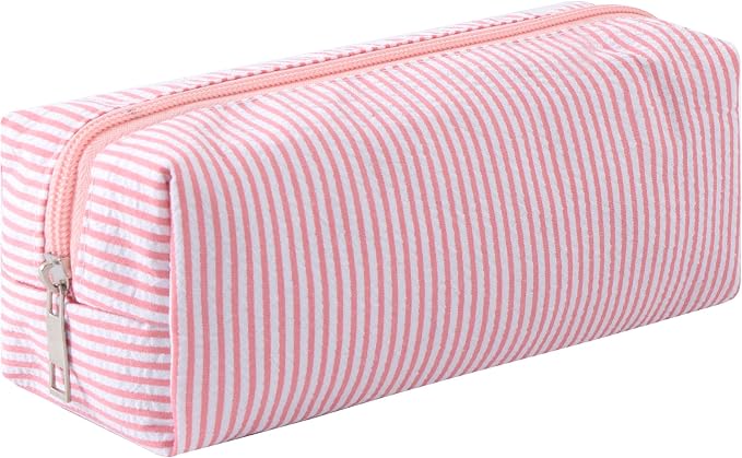 Cute Pencil Case Capacity Pencil Pouch Aesthetic Pen Bag Office Stationery Organizer Simple Sturdy Multifunctional Cosmetic Pouch (Rose pink)