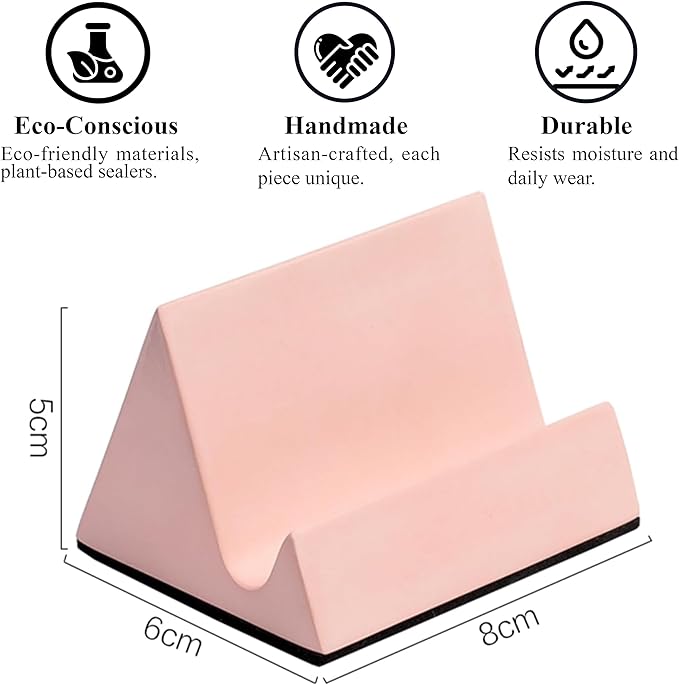 Concrete phone stand, desktop phone stand,multifunctional stand, compatible with iPhone 16/15/14/13/12 smartphones (Pink)