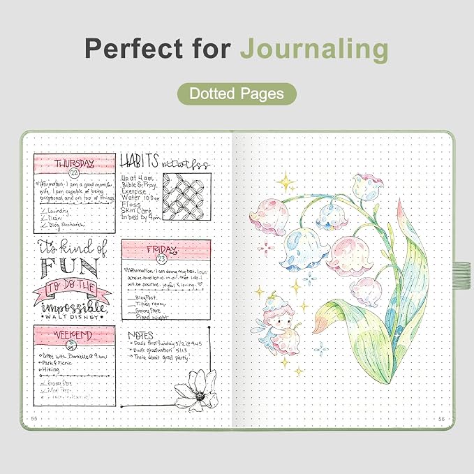 AHGXG Dotted Journal Notebook, 160 Numbered Pages, A5 Size (5.7'' x 8.3'')
