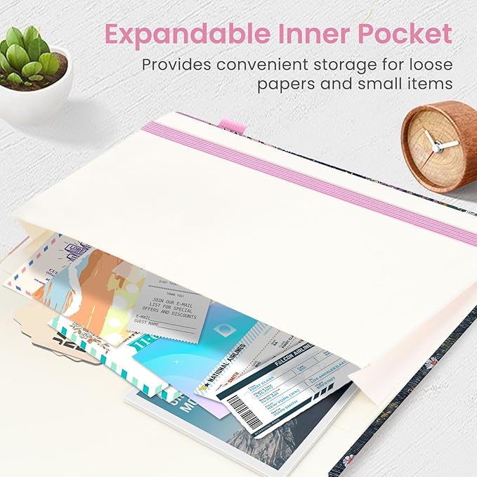 Taja Pretty Lined Journal for Women, Aesthetic Cute Hardcover Leather Journal for Writing, A5 College Ruled Notebook for Work & Note Taking, Perfect for Office School Home, 160 Pages, Twilight Bloom