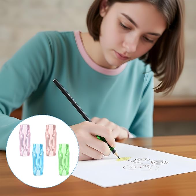 8-Pack Silicone Grippers for Pencils with 3 Concaves, Ergonomic Comfort Pencil Grippers for Relieving Fingers Fatigue Writing Aid Universal Pencil Gripper for Kids Adults Handwriting