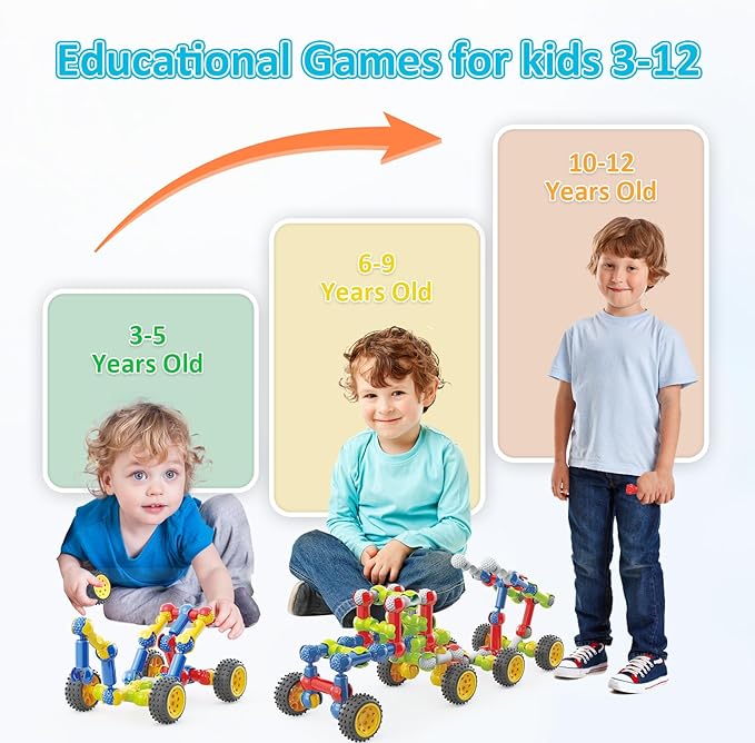 Huaker Stem Building Toys for 3 4 5 6 7 8 Year Old Boys Girls Kids,180 Pieces Building Blocks Educational Learning Toys with Large Storage Box,Ideal Christmas Birthday Gifts