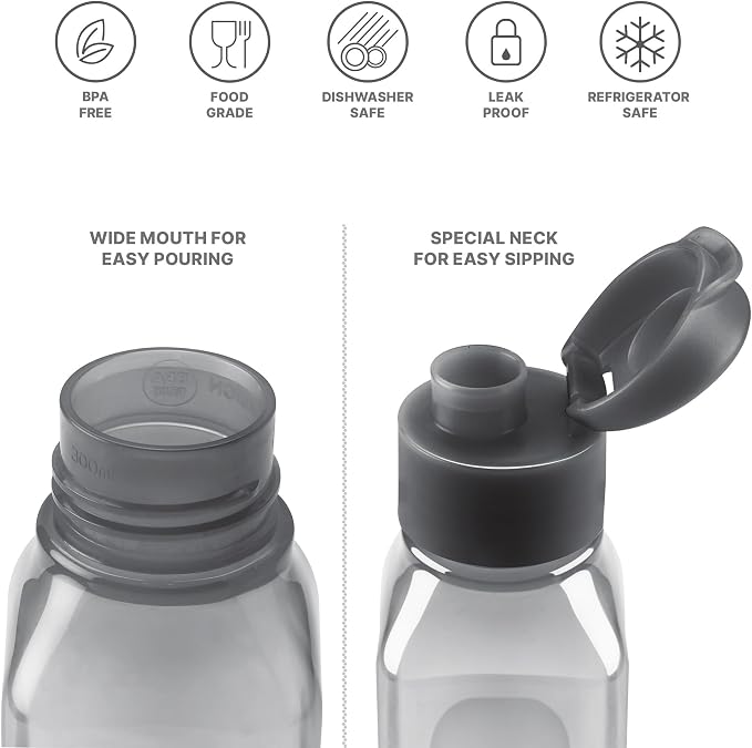 Bulk Multicolor Water Bottles Set of 192 10oz Leak Proof with Carry Strap Square Reusable for Kids and Adults BPA-Free Dishwasher-Safe