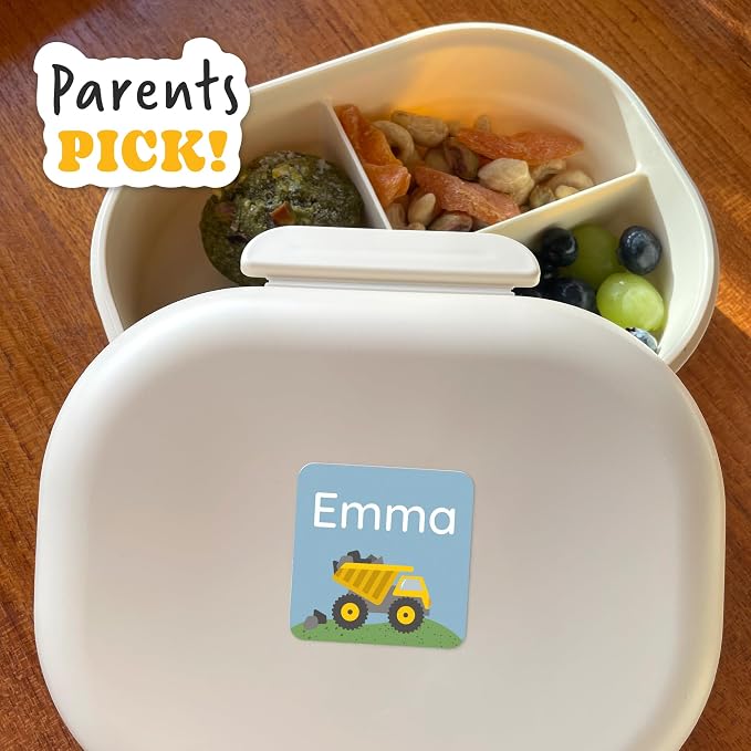 Camp Name Labels for Kids (33) – Personalized Stickers & Daycare Labels – Waterproof for Water Bottles, Lunch Boxes & School - Constructions