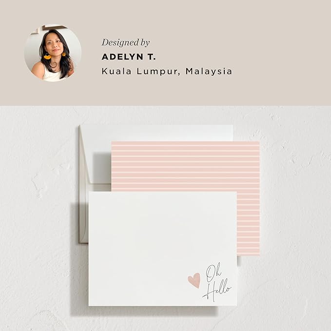 Minted Signed Heart Stationery Cards,10 Ct,Blank Cards and Envelopes For Thank You Notes, Invitations & Handwritten Messages, Note Cards Set, Gifts for Women, Blush Pink Color